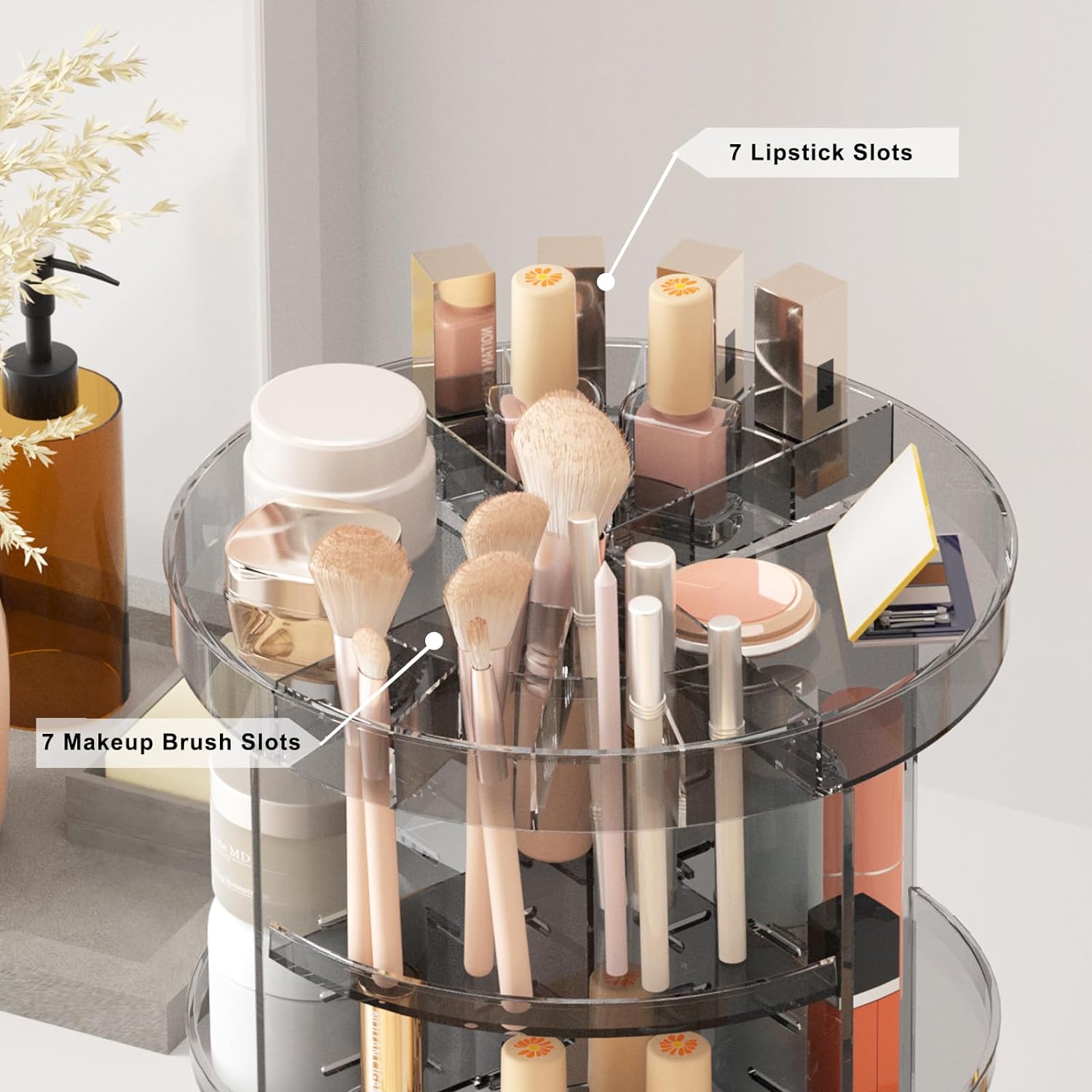 Rotating Makeup Organizer, Adjustable Layers Spinning Organizer, Cosmetic Display Case, Multi-Function Storage Carousel, Makeup Organizer, Makeup Holder, Makeup Stand Rotating Makeup Organizer, Adjustable Layers Spinning Organizer, Cosmetic Display Case, Multi-Function Storage Carousel, Makeup Organizer, Makeup Holder, Makeup Stand
